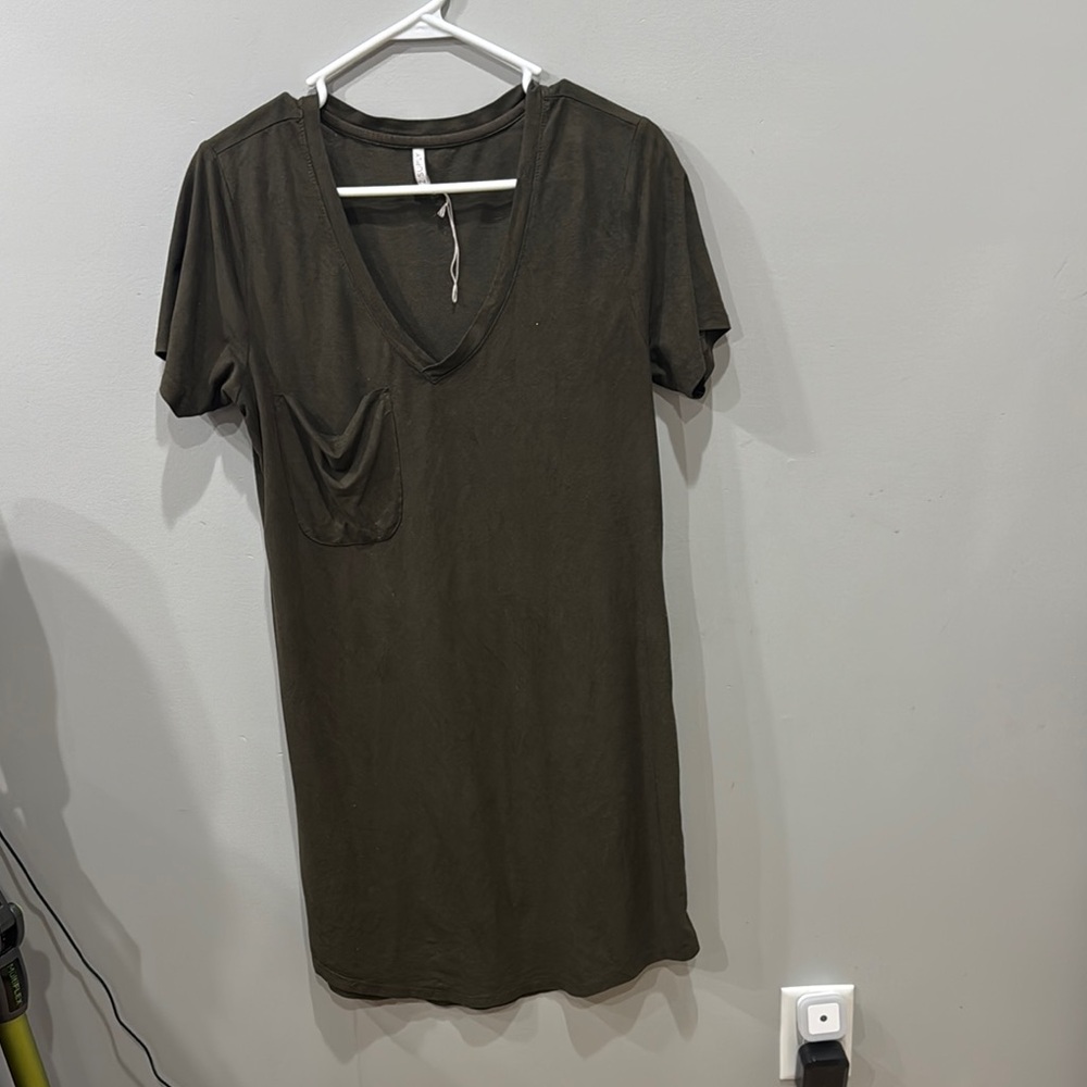 Z Supply Olive Green V-Neck Shirt Dress